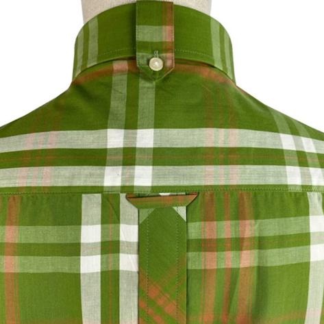 Trojan Records Windowpane Check Shirt With Pocket Square Green Thumbnail 3