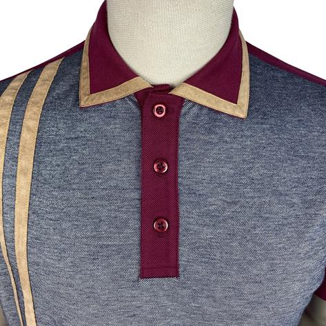 Ska & Soul Faux Suede Racing Stripe Polo Shirt Port Thumbnail 3