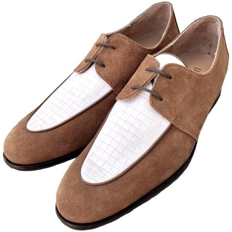 Dr Watson x Adaptor Handmade Leather / Suede Chequemate Shoe Cognac Thumbnail 1