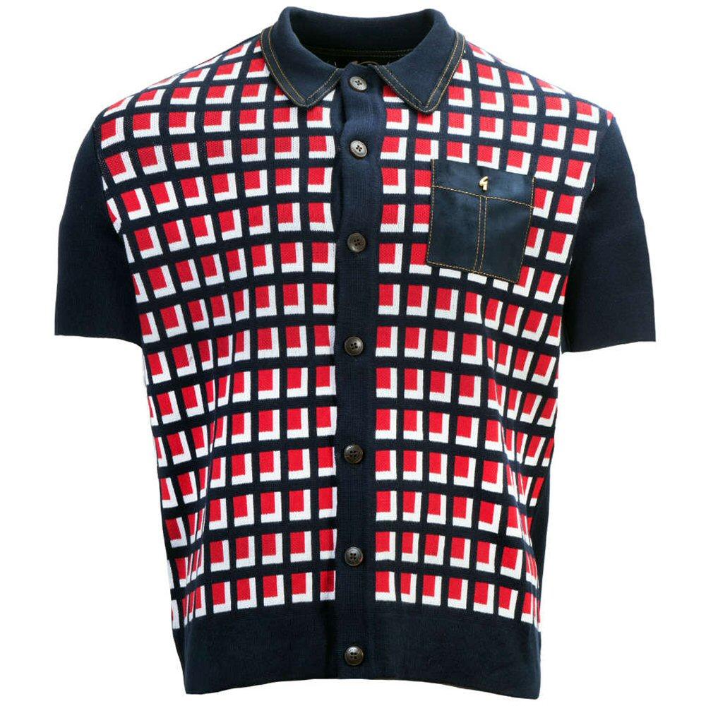 Gabicci Vintage Ltd Edition Check Faux Suede Trim Cardigan Navy