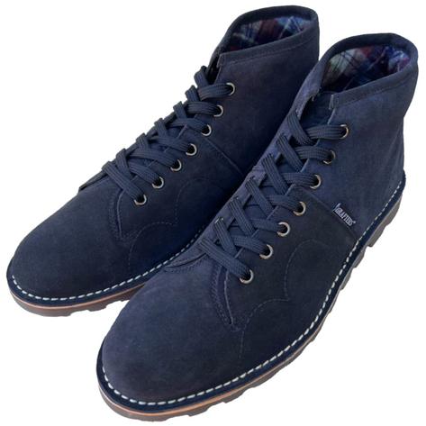 Grafters Retro Treaded Sole Suede Monkey Boots Navy