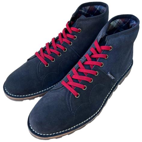 Grafters Retro Treaded Sole Suede Monkey Boots Navy Thumbnail 2