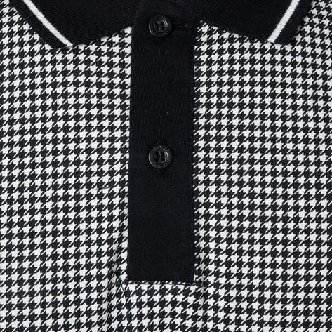 Merc London Dogtooth Tipped S/S Polo Shirt Black Thumbnail 2