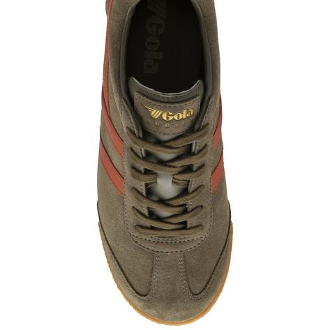 Gola Harrier Classic Twin Stripe Suede Trainer Khaki / Orange Spice Thumbnail 5
