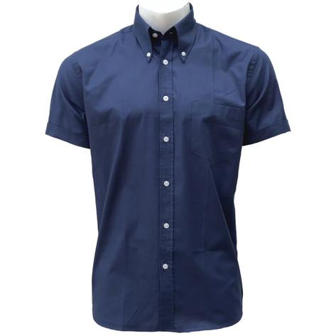 Adaptor Clothing Oxford Short Sleeve Button Down Shirt Navy Thumbnail 1