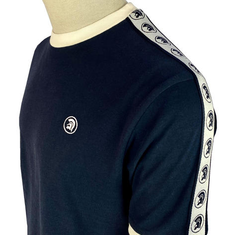 Trojan Records Woven Tape Stripe Sleeve T-Shirt Navy