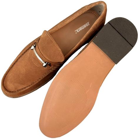 Roamers Metal Horse-Bit Bar Slip-On Suede Loafers Sand Thumbnail 2