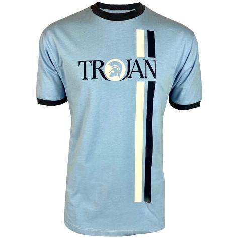 Trojan Records Twin Racing Stripe Logo T-Shirt Sky Thumbnail 1