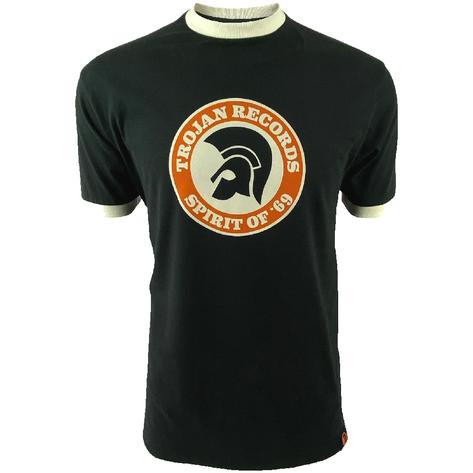 Trojan Records Spirit Of '69 Print Ringer T-Shirt Black Thumbnail 1