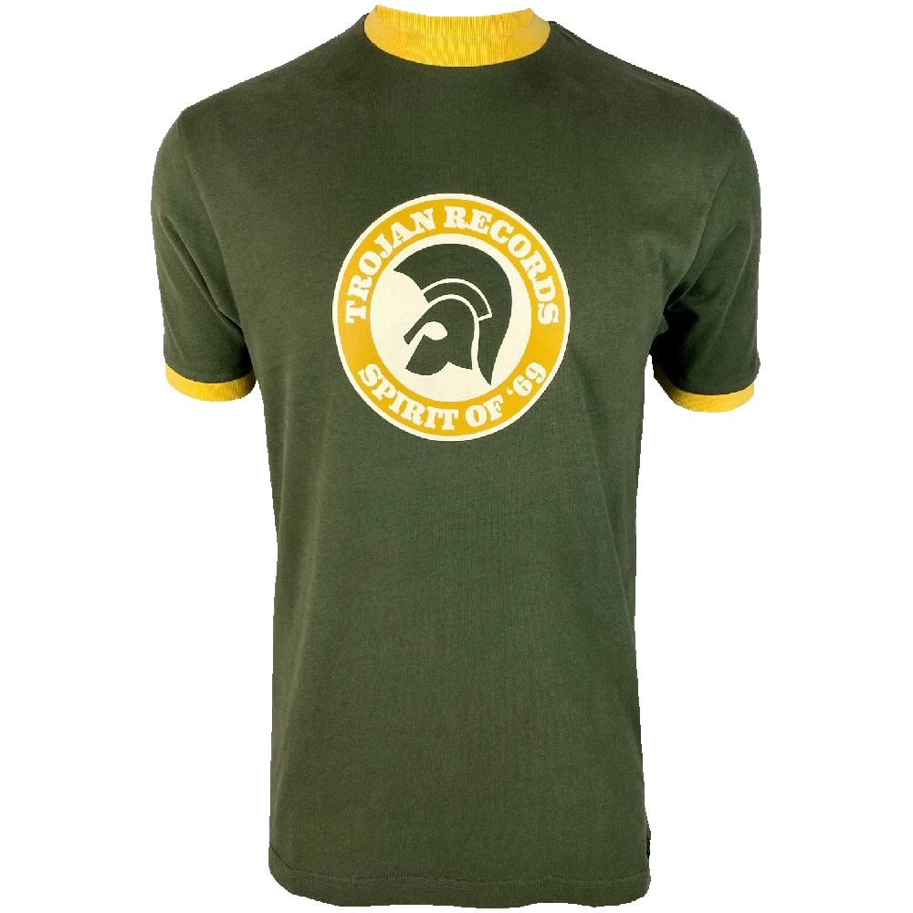 Trojan Records Spirit Of '69 Print Ringer T-Shirt Army