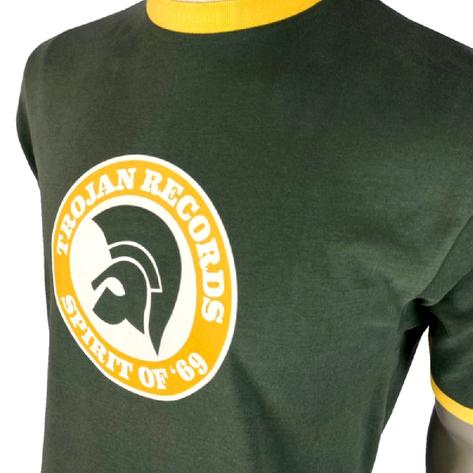 Trojan Records Spirit Of '69 Print Ringer T-Shirt Army Thumbnail 2