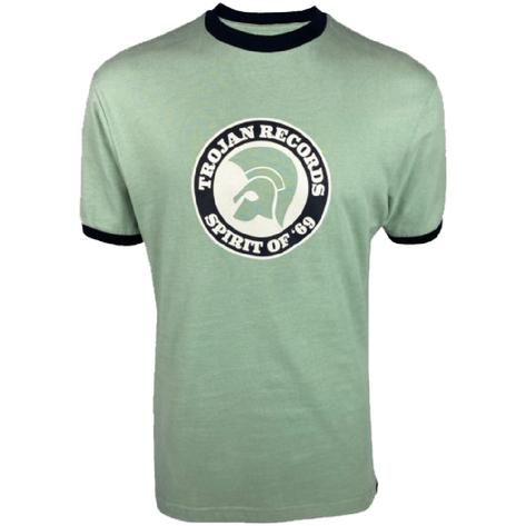 Trojan Records Spirit Of '69 Print Ringer T-Shirt Sage Thumbnail 1