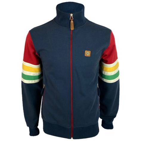 Trojan Records Marley Stripe Sleeve Panel Track Top Navy Thumbnail 1