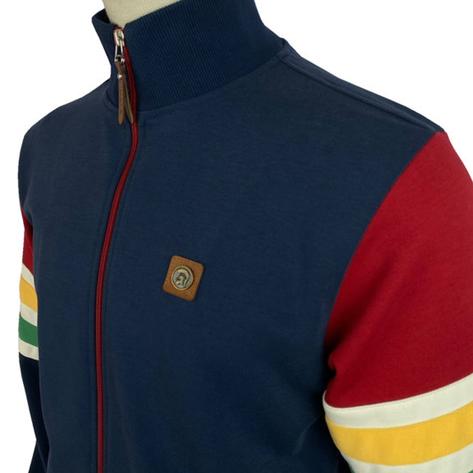 Trojan Records Marley Stripe Sleeve Panel Track Top Navy Thumbnail 2