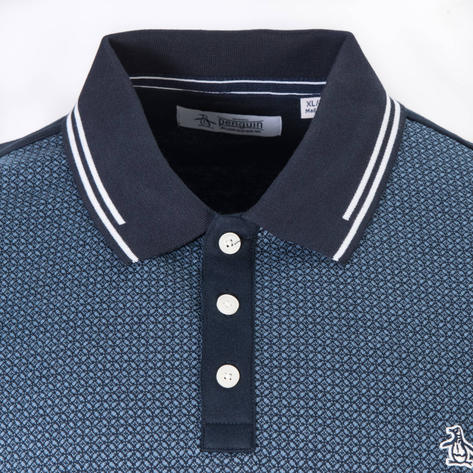 Original Penguin Jacquard Broken Tipped Polo Shirt Navy Thumbnail 2