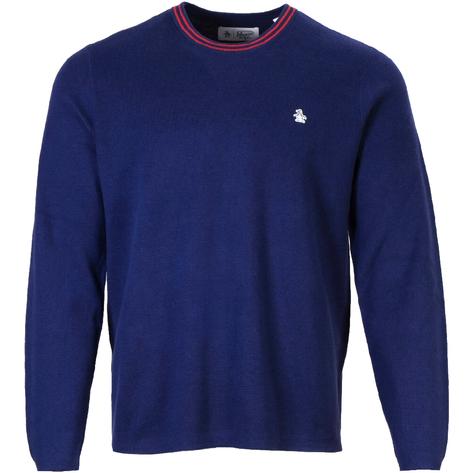 Original Penguin Tipped Crew Neck Knit Jumper Ink Thumbnail 1