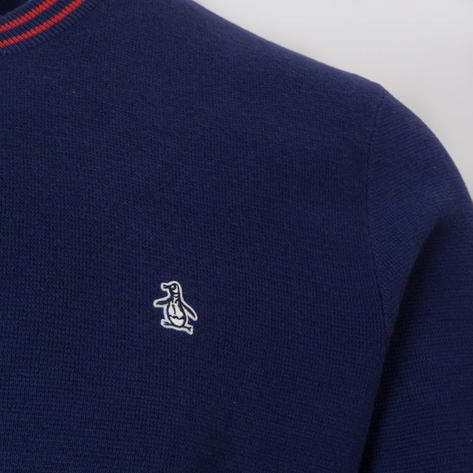 Original Penguin Tipped Crew Neck Knit Jumper Ink Thumbnail 3