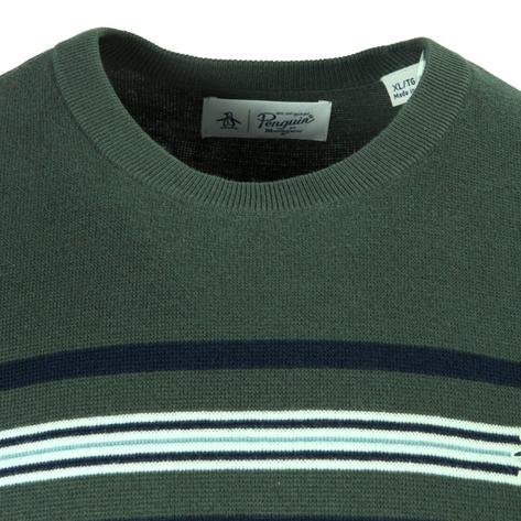 Original Penguin Hori Stripe Crew Neck Jumper Green Thumbnail 2