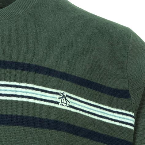 Original Penguin Hori Stripe Crew Neck Jumper Green Thumbnail 3