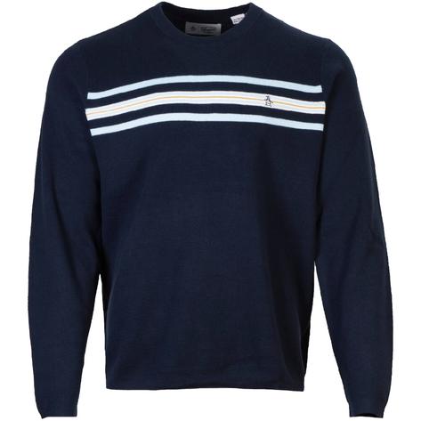 Original Penguin Hori Stripe Crew Neck Jumper Navy Thumbnail 1