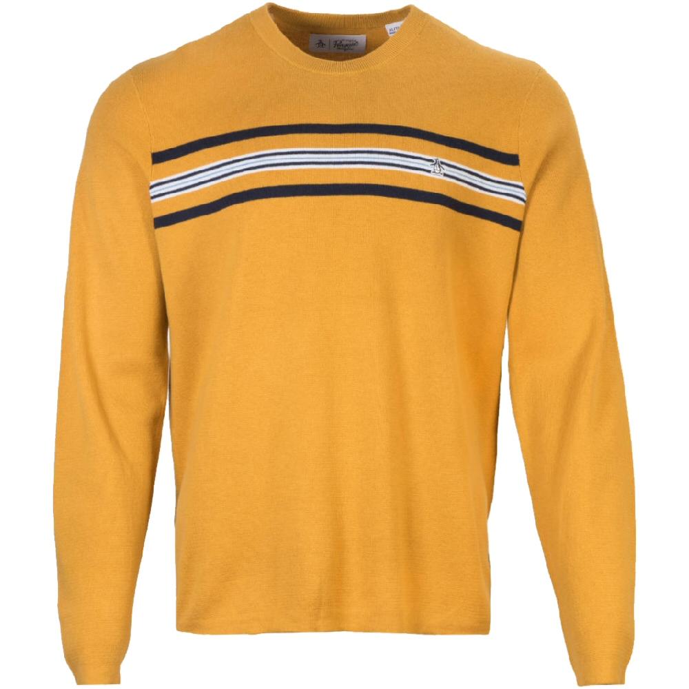 Original Penguin Hori Stripe Crew Neck Jumper Mustard