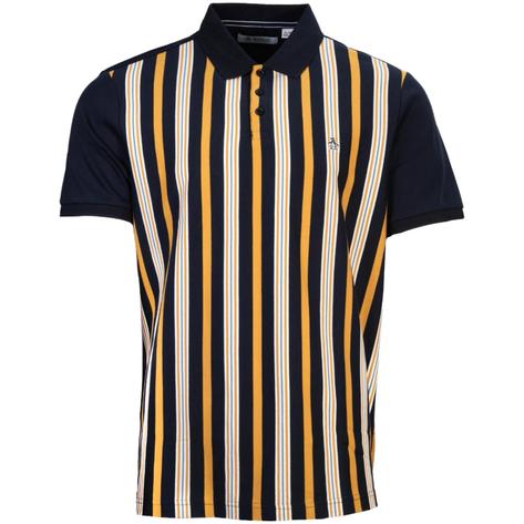 Original Penguin Multi Stripe Jersey Polo Shirt Mustard Thumbnail 1