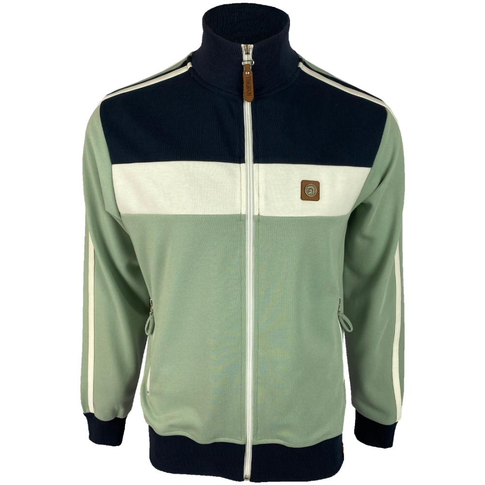 Trojan Records Twin Stripe Panel Track Top Sage