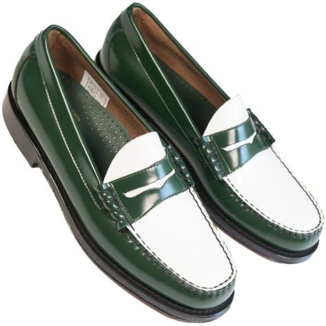 Bass Weejuns Larson Leather Sole Penny Loafer Dark Green / White