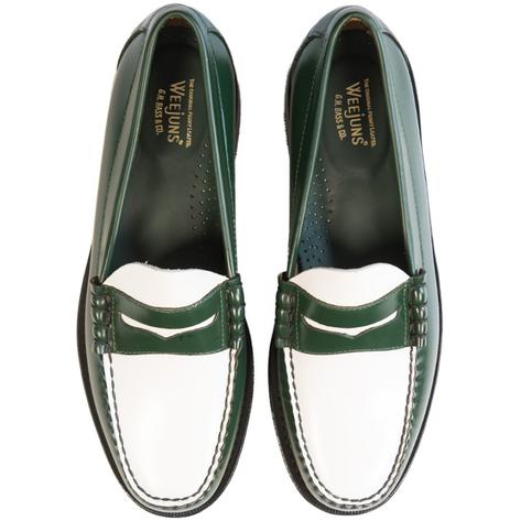 Bass Weejuns Larson Leather Sole Penny Loafer Dark Green / White Thumbnail 2