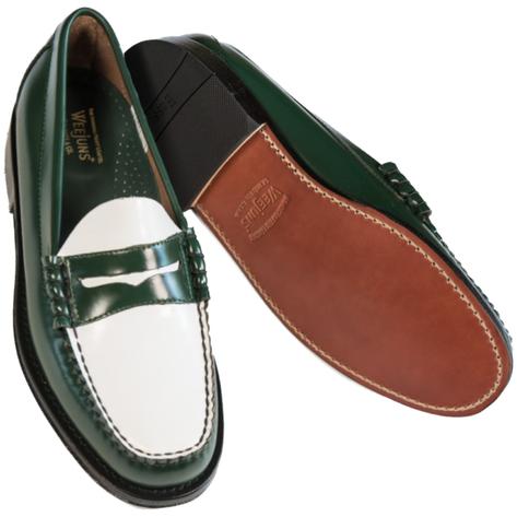 Bass Weejuns Larson Leather Sole Penny Loafer Dark Green / White Thumbnail 3