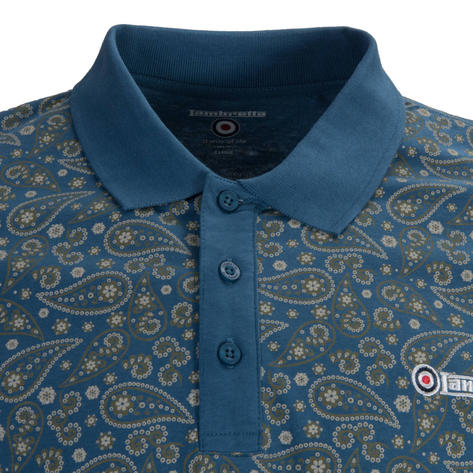 Lambretta Paisley Print Polo Shirt Dark Blue Thumbnail 2