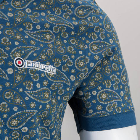 Lambretta Paisley Print Polo Shirt Dark Blue Thumbnail 3