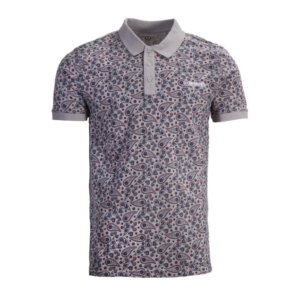 Lambretta Paisley Print Polo Shirt Grey