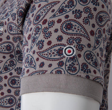 Lambretta Paisley Print Polo Shirt Grey Thumbnail 4