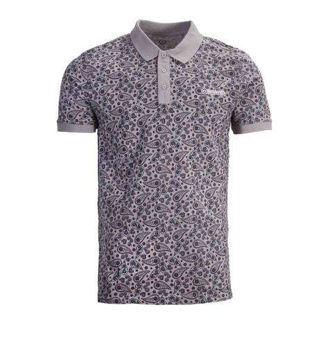 Lambretta Paisley Print Polo Shirt Grey