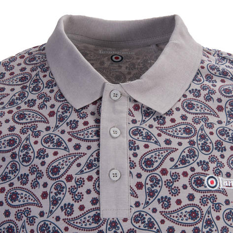 Lambretta Paisley Print Polo Shirt Grey Thumbnail 2