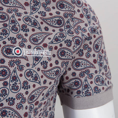 Lambretta Paisley Print Polo Shirt Grey Thumbnail 3