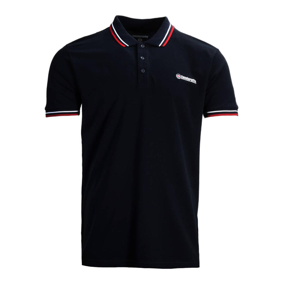 Lambretta Target Logo 3 Button Twin-Tipped Pique Polo Shirt Navy / White / Red