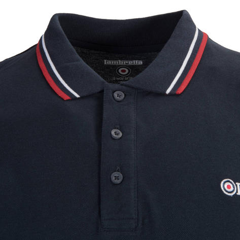 Lambretta Target Logo 3 Button Twin-Tipped Pique Polo Shirt Navy / White / Red Thumbnail 2