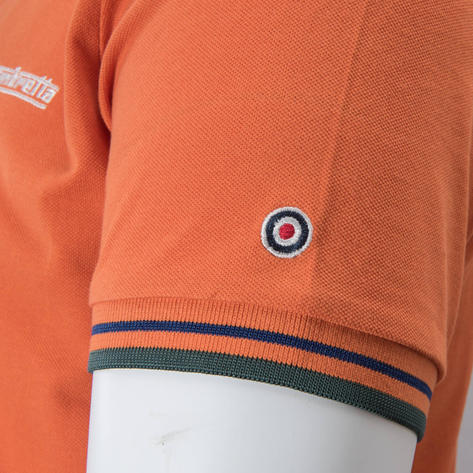 Lambretta Target Logo 3 Button Twin-Tipped Pique Polo Shirt Burnt Orange / Blue Thumbnail 4