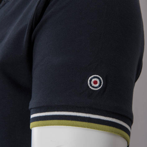 Lambretta Target Logo 3 Button Twin-Tipped Pique Polo Shirt Navy / White / Lime Thumbnail 4