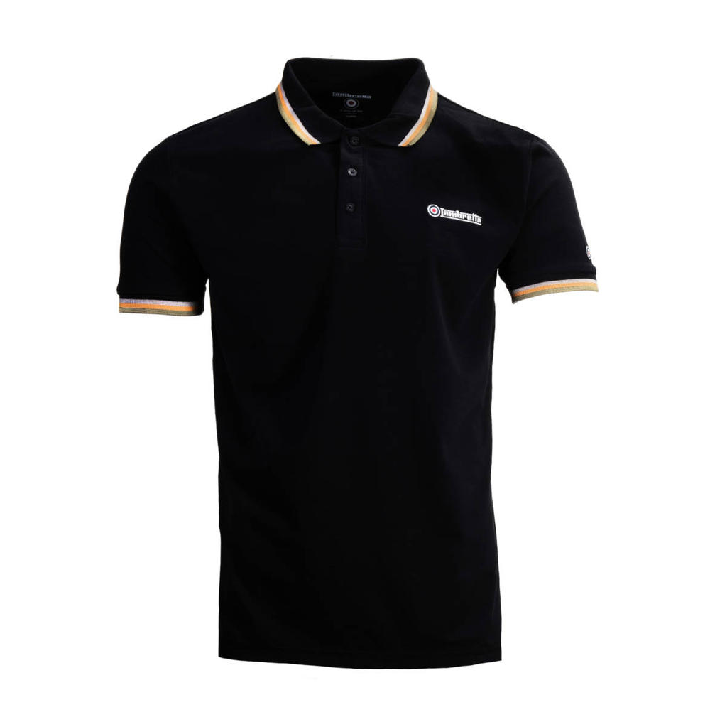 Lambretta Target Logo 3 Button Tri-Tipped Pique Polo Shirt Black