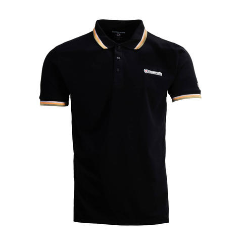 Lambretta Target Logo 3 Button Tri-Tipped Pique Polo Shirt Black Thumbnail 1