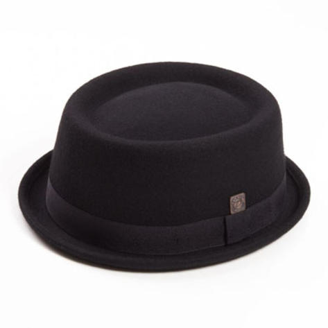 Dasmarca Rude Boy Narrow Brim 100% Wool Felt Trilby Pork Pie Hat Black Thumbnail 2