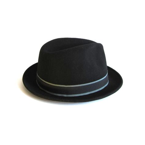 Dasmarca Robin Retro Wool Narrow Brim Fedora Trilby Hat Black Thumbnail 3