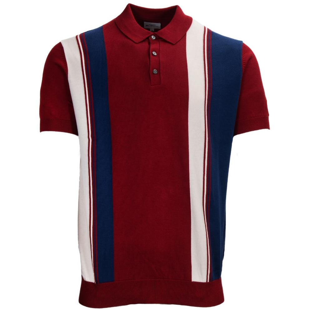 Ben Sherman Block Stripe Knit Polo Red White and Blue