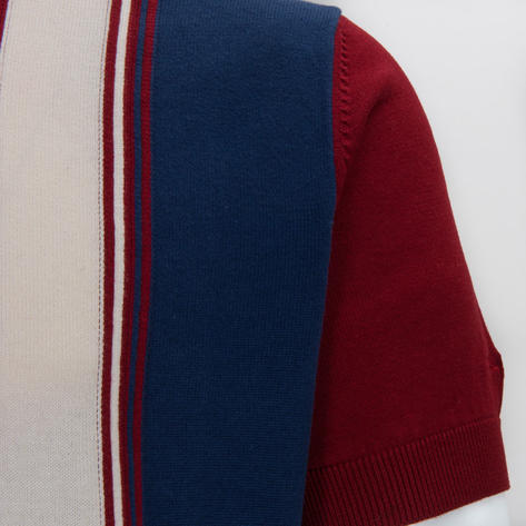 Ben Sherman Block Stripe Knit Polo Red White and Blue Thumbnail 3