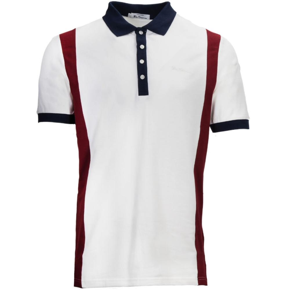 Ben Sherman Contrast Side Panels Pique Polo Shirt Off White