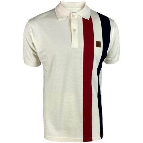 Trojan Records Racing Stripe Short Sleeve Polo Ecru Thumbnail 1