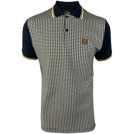 Trojan Records Dogtooth Panel Polo Shirt Navy